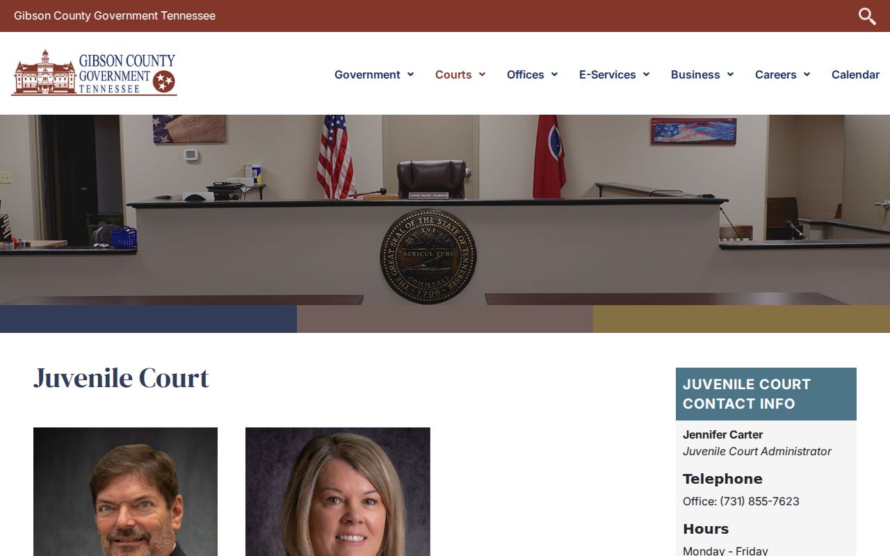 Gibson County Juvenile Court contact and hours page