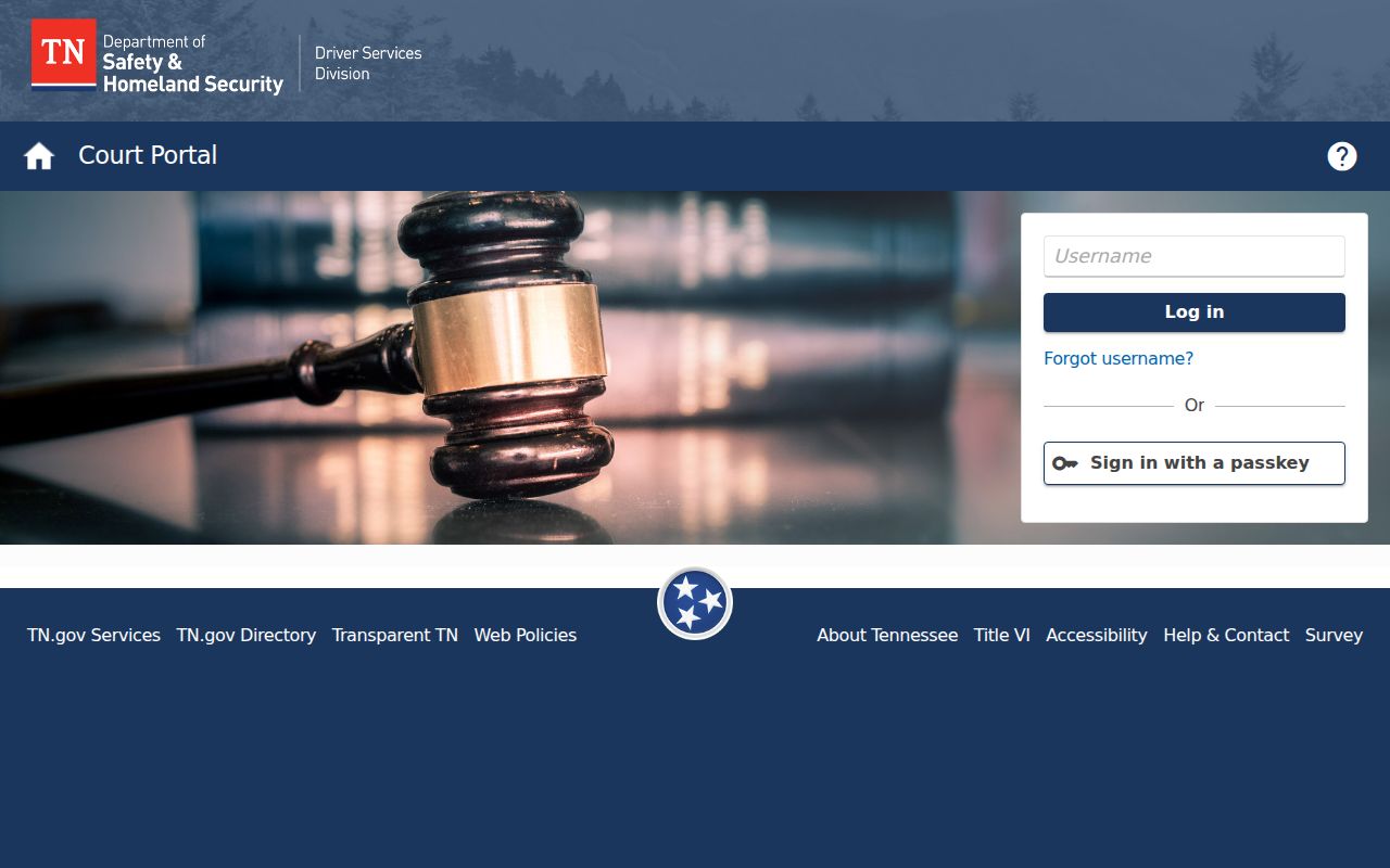 Restricted Tennessee Department of Safety Court Portal login