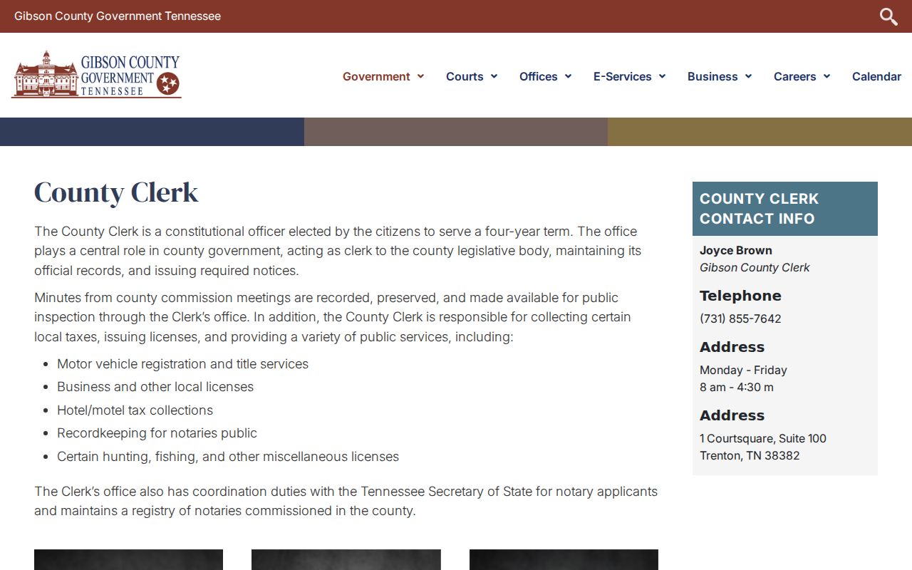 Gibson County court records county clerk service distinction