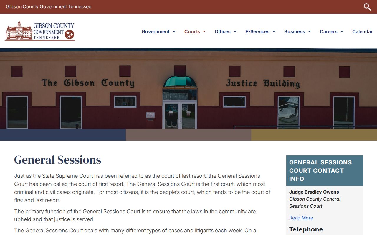 Gibson County criminal docket General Sessions jurisdiction